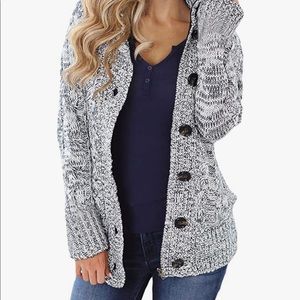 Hooded knit cardigan